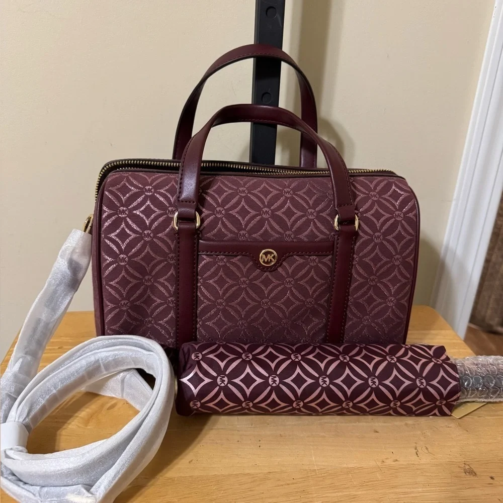 Michael Kors Merlot Patterned Satchel w/Umbrella
